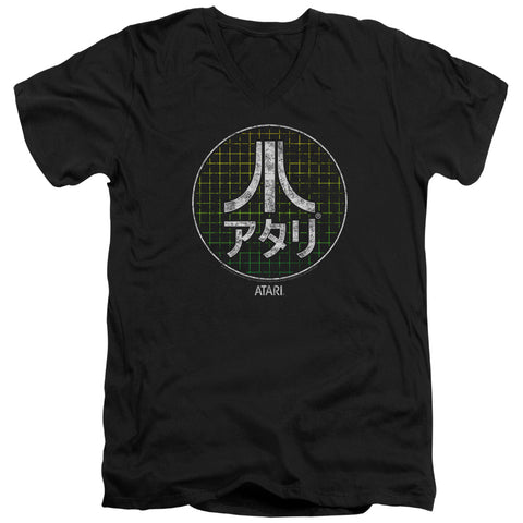 Atari/japanese Grid-s/s Adult V-neck 30/1-black