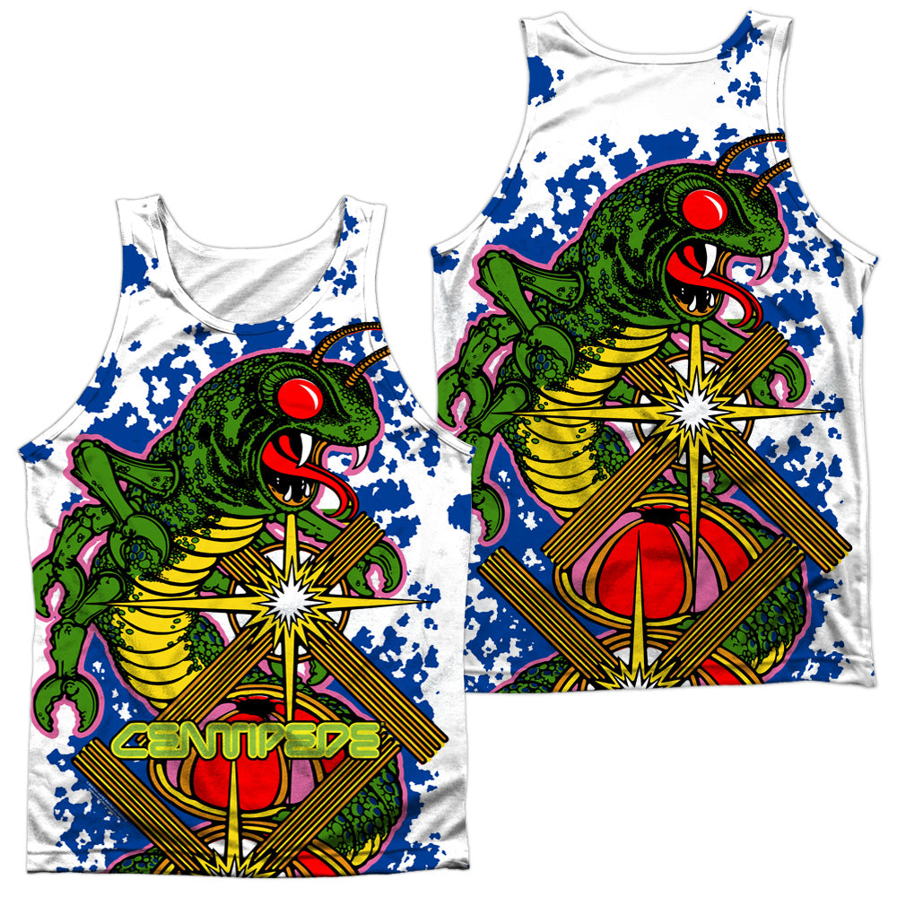 Atari/insect Attack (front/back Print)-adult Poly Tank Top-white