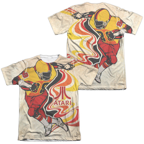 Atari/football (front/back Print)-adult Poly/cotton S/s Tee-white