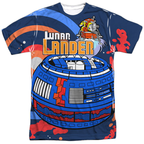Atari/lunar Landing-s/s Adult Poly Crew-white