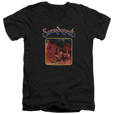 Atari/swordquest-s/s Adult V-neck 30/1-black