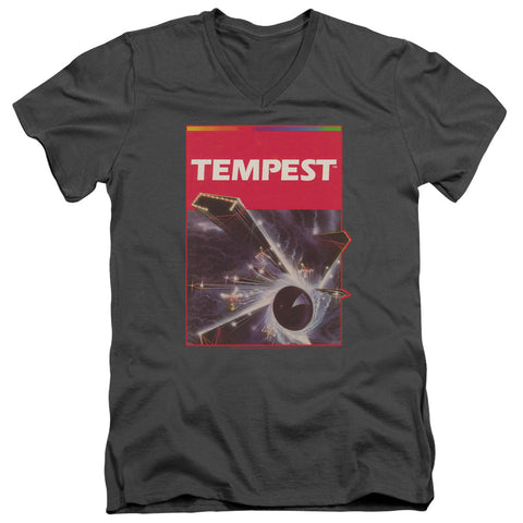 Atari/tempest Box Art-s/s Adult V-neck 30/1-charcoal