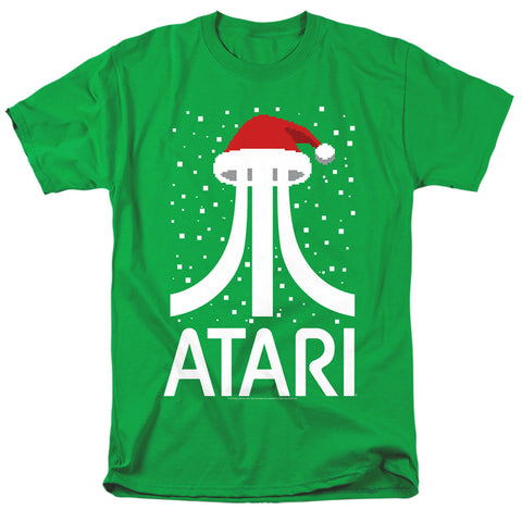 Atari/pixel Santa Hat-s/s Adult 18/1-kelly Green