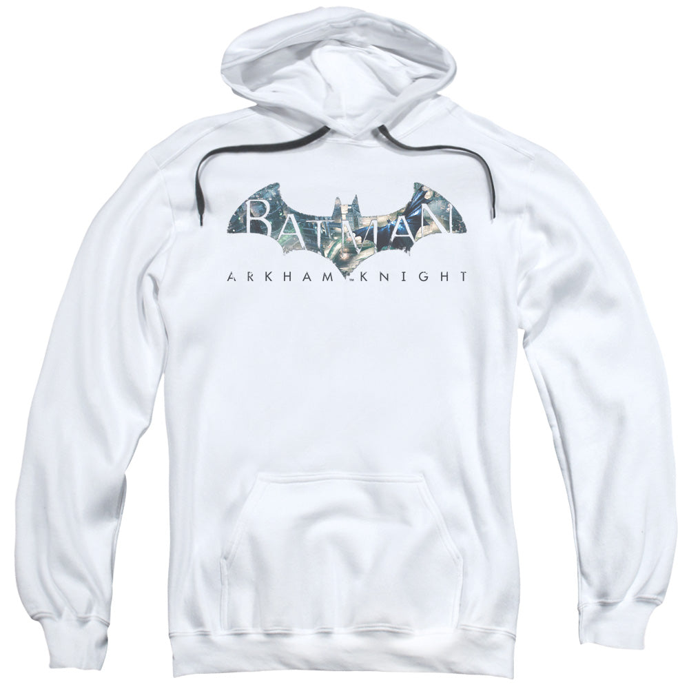 Batman Arkham Knight/descending Logo-adult Pull-over Hoodie-white