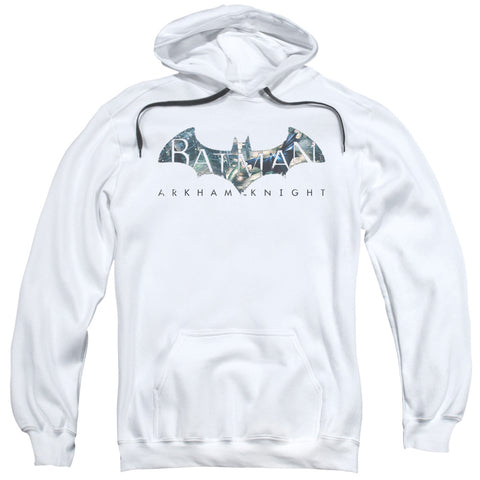 Batman Arkham Knight/descending Logo-adult Pull-over Hoodie-white