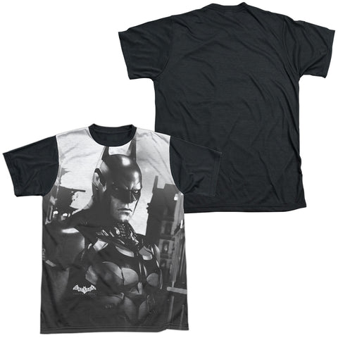 Batman Arkham Knight/arkham Contrast-s/s Adult White Front Black Back  -white
