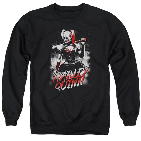 Batman Arkham Knight/quinn City-adult Crewneck Sweatshirt-black