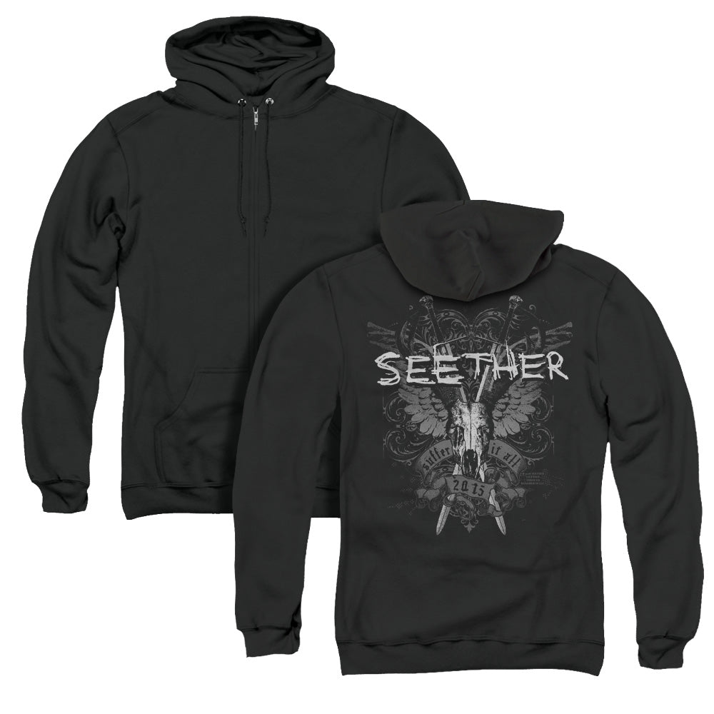 Seether/suffer (back Print) - Adult Zipper Hoodie-black