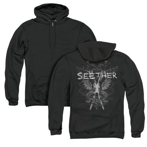 Seether/suffer (back Print) - Adult Zipper Hoodie-black