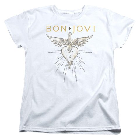 Bon Jovi/greatest Hits-s/s Women's Tee-white