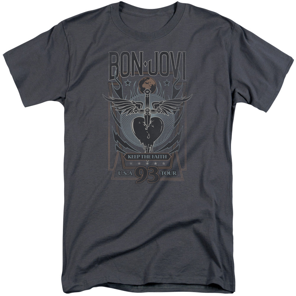 Bon Jovi/keep The Faith-s/s Adult Tall 18/1-charcoal