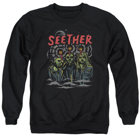 Seether/mind Control-adult Crewneck Sweatshirt-black