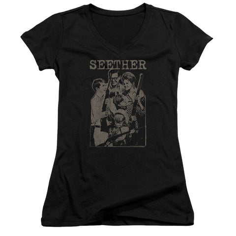 Seether/happy Family-junior V-neck-black