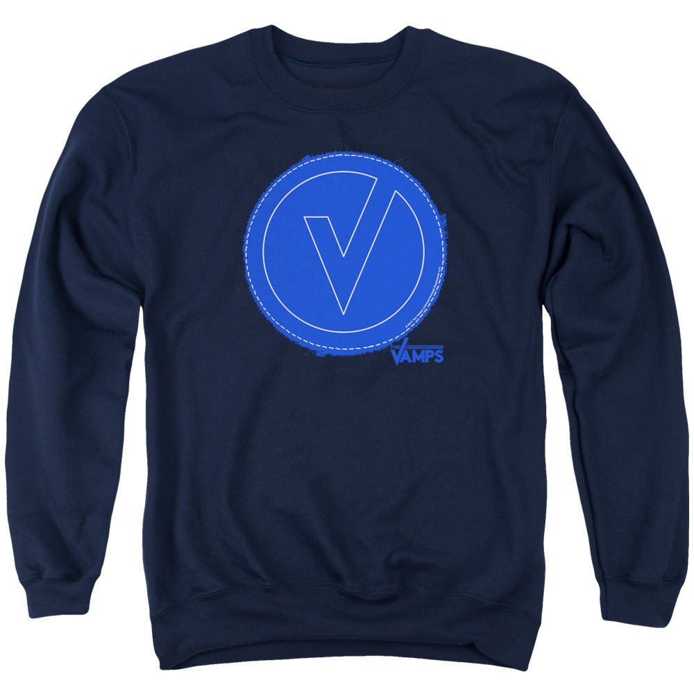 The Vamps/frayed Patch-adult Crewneck Sweatshirt-navy