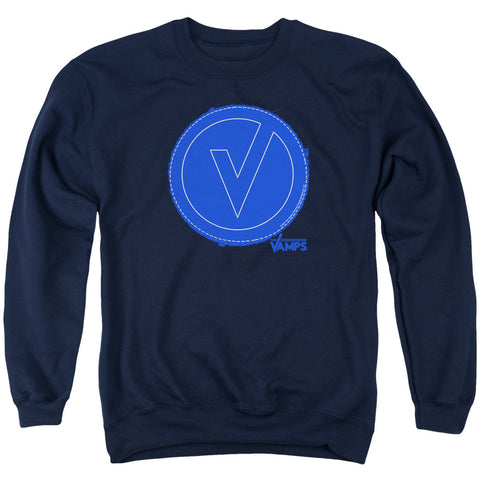 The Vamps/frayed Patch-adult Crewneck Sweatshirt-navy