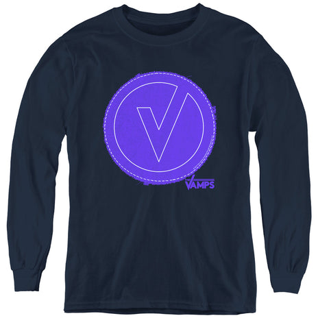 The Vamps/frayed Patch-youth Long Sleeve Tee-navy