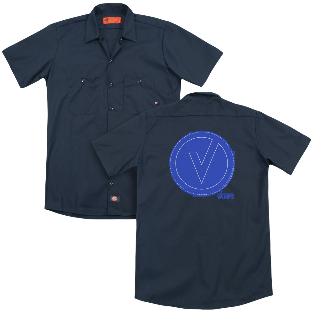 The Vamps/frayed Patch (back Print) - Adult Work Shirt - Navy