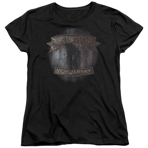 Bon Jovi/new Jersey-s/s Womens Tee-black