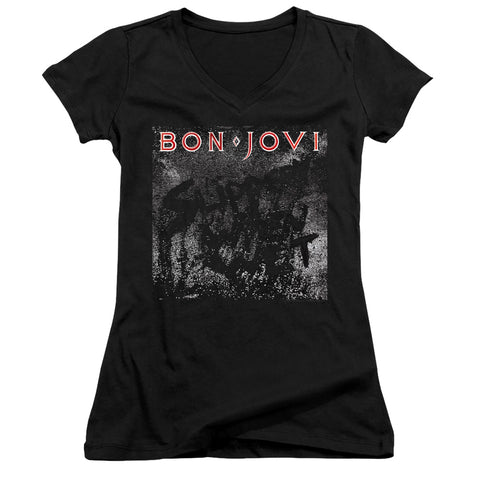 Bon Jovi/slippery Cover-junior V-neck-black