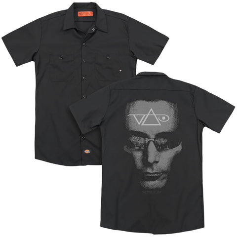 Steve Vai/vai Head (back Print) - Adult Work Shirt - Black