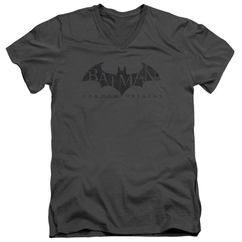 Batman Arkham Origins/crackle Logo - S/s Adult V-neck - Charcoal