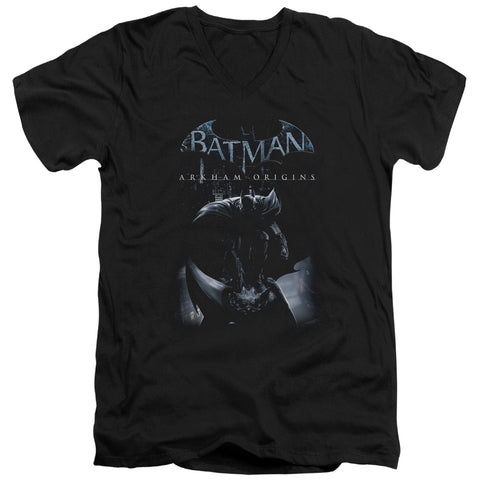Batman Arkham Origins/perched Cat - S/s Adult V-neck - Black