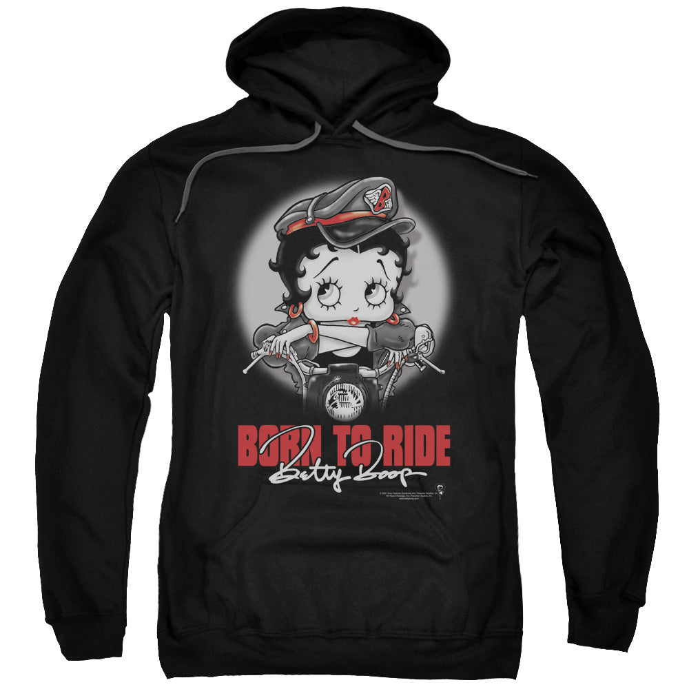Betty Boop/born To Ride-adult Pull-over Hoodie-black