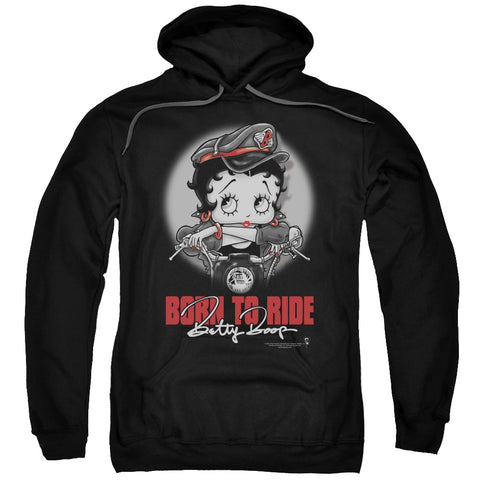 Betty Boop/born To Ride-adult Pull-over Hoodie-black