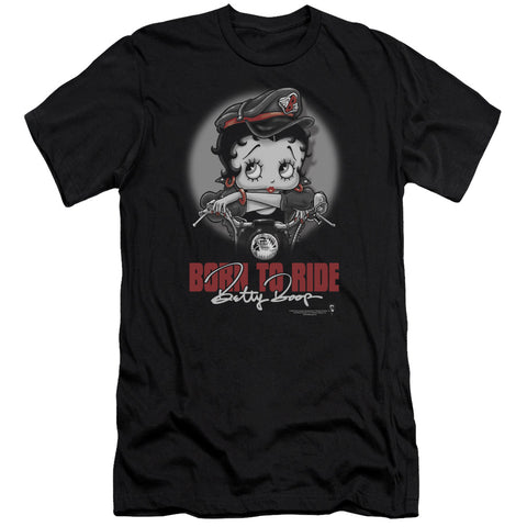 Betty Boop/born To Ride-premuim Canvas Adult Slim Fit 30/1-black