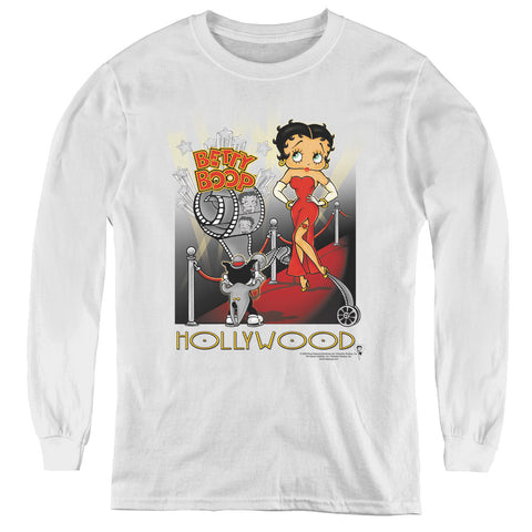 Betty Boop/hollywood - Youth Long Sleeve Tee - White