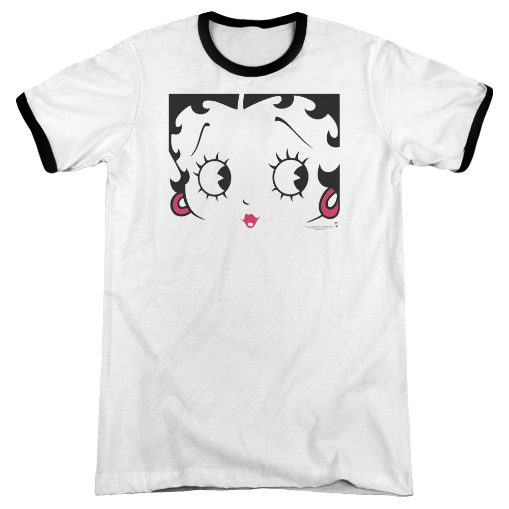 Betty Boop/close Up - Adult Ringer - White/black