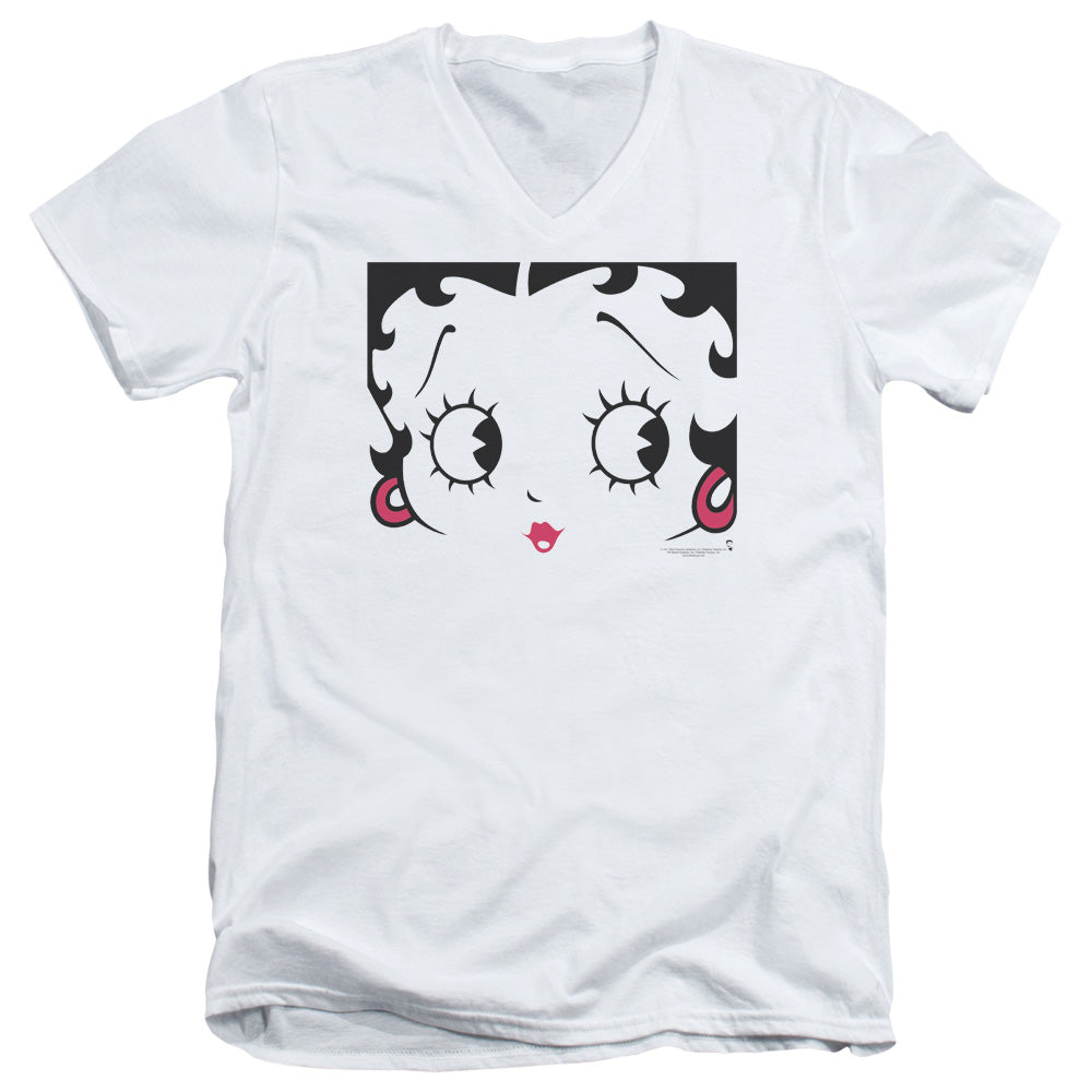 Betty Boop/close Up - S/s Adult V-neck - White