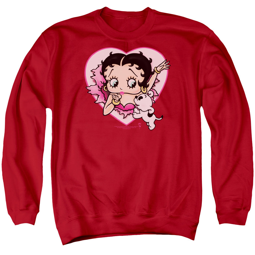 Betty Boop/i Love Betty - Adult Crewneck Sweatshirt - Red