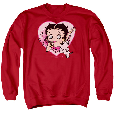 Betty Boop/i Love Betty - Adult Crewneck Sweatshirt - Red