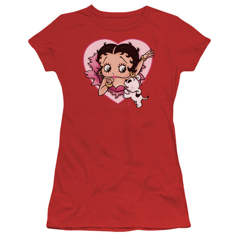 Betty Boop/i Love Betty-s/s Junior Sheer-red
