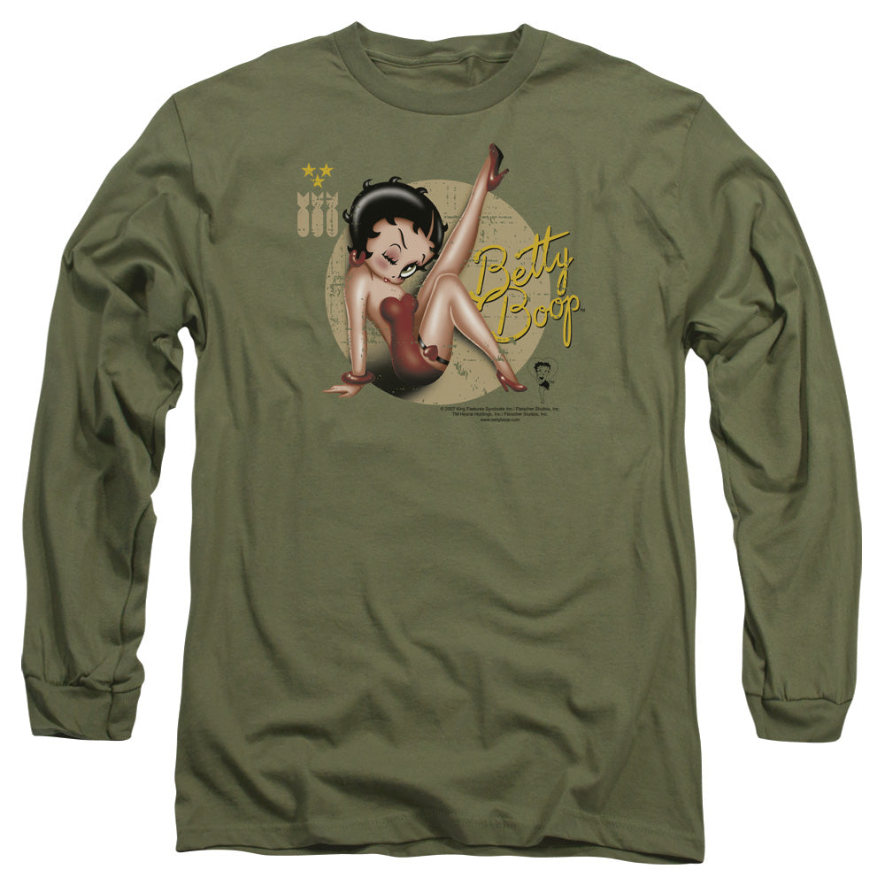 Betty Boop/nose Art - L/s Adult 18/1 - Military Green
