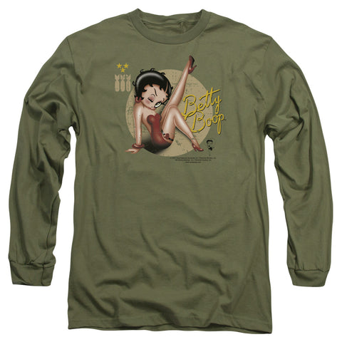 Betty Boop/nose Art - L/s Adult 18/1 - Military Green