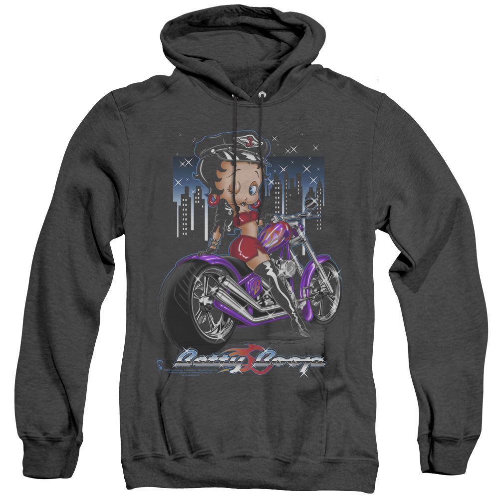 Betty Boop/city Chopper - Adult Heather Hoodie - Black