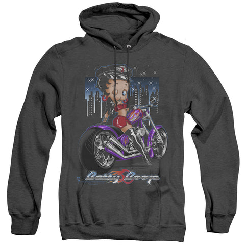 Betty Boop/city Chopper - Adult Heather Hoodie - Black