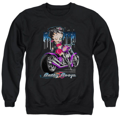 Betty Boop/city Chopper - Adult Crewneck Sweatshirt - Black