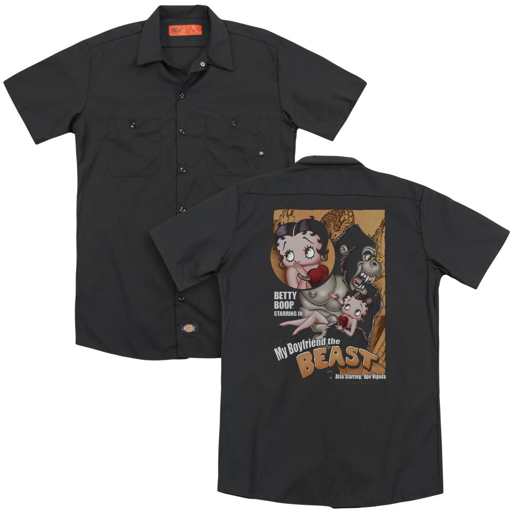 Betty Boop/boyfriend The Beast (back Print) - Adult Work Shirt - Black