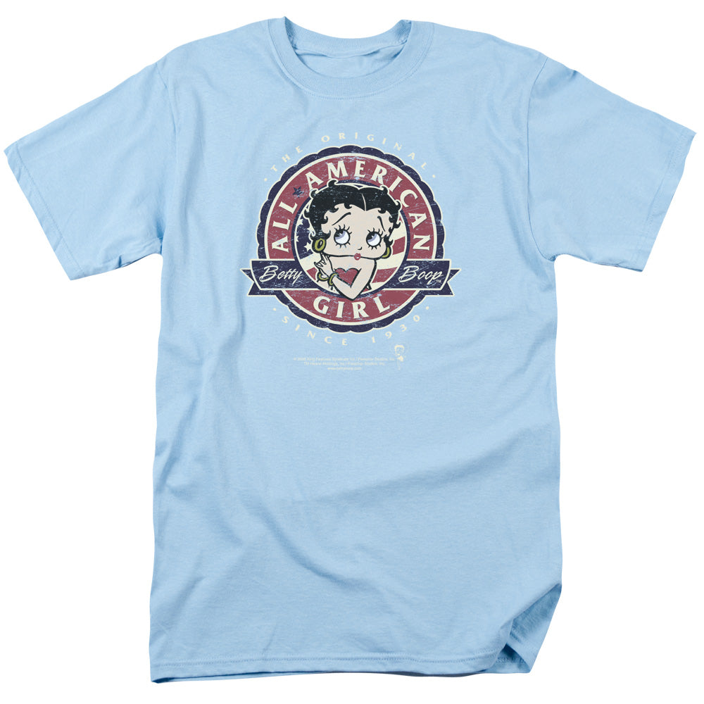 Betty Boop/all American Girl - S/s Adult 18/1 - Light Blue