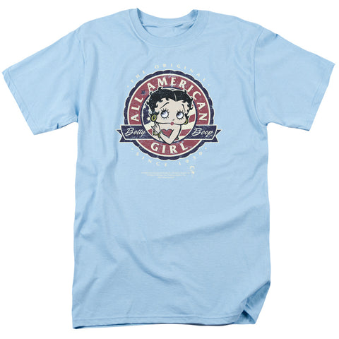 Betty Boop/all American Girl - S/s Adult 18/1 - Light Blue