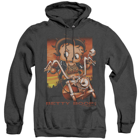 Betty Boop/sunset Rider - Adult Heather Hoodie - Black