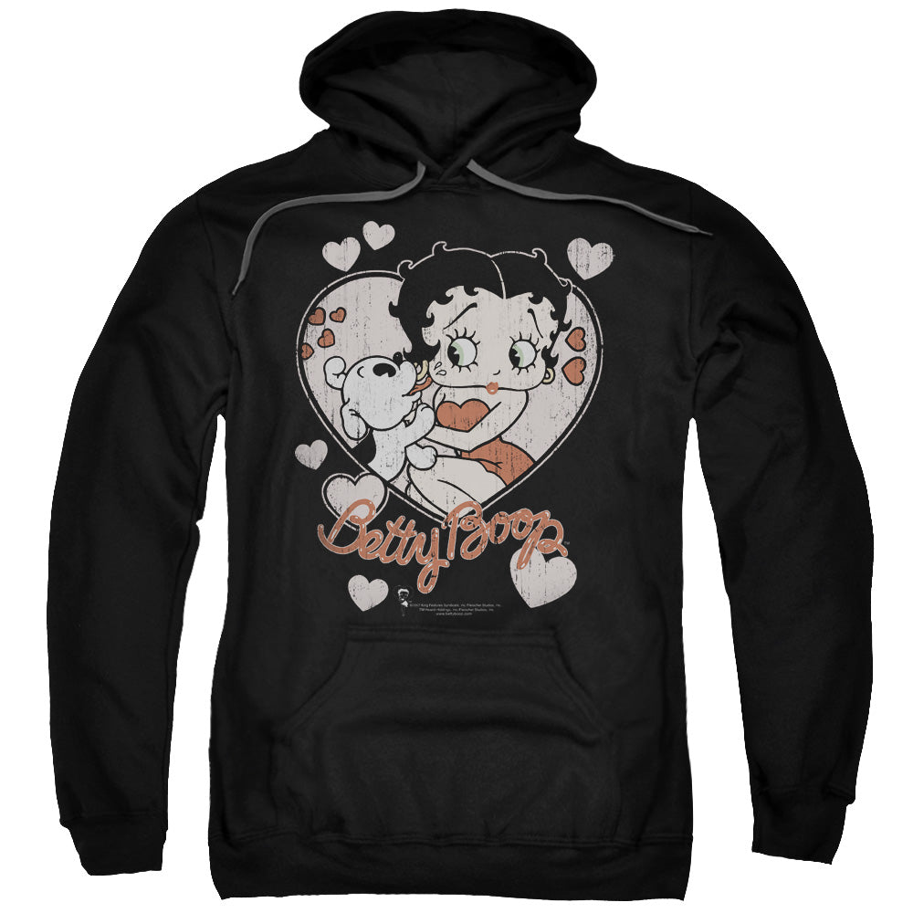 Betty Boop/classic Kiss-adult Pull-over Hoodie-black