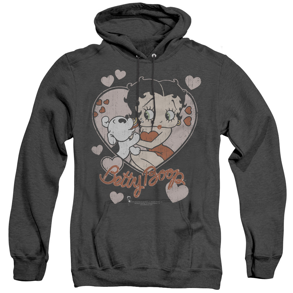 Betty Boop/classic Kiss - Adult Heather Hoodie - Black