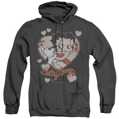 Betty Boop/classic Kiss - Adult Heather Hoodie - Black