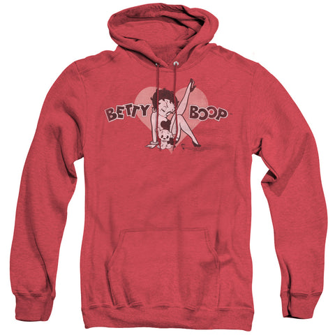 Betty Boop/vintage Cutie Pup - Adult Heather Hoodie - Red