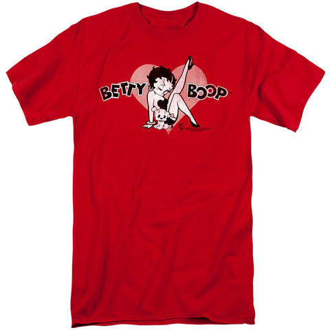 Betty Boop/vintage Cutie Pup-s/s Adult Tall-red