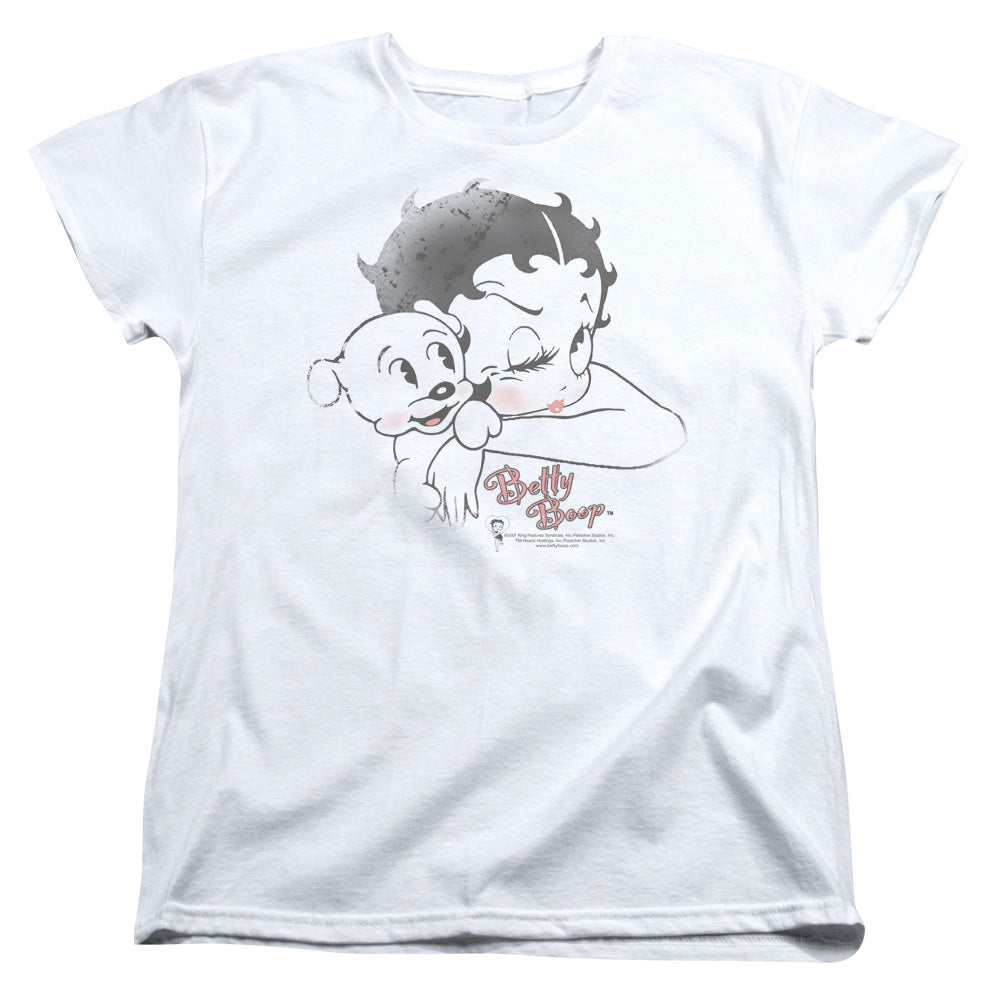 Betty Boop/vintage Wink-s/s Womens Tee-white